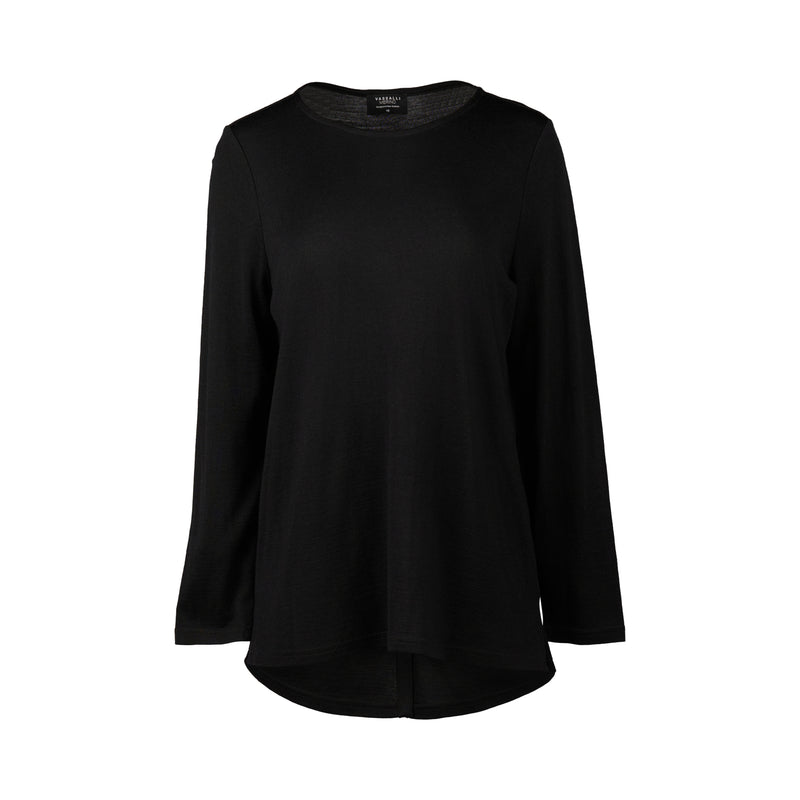 100% Merino L/S Top w Back Placket - VASSALLI Top NZ LUMA