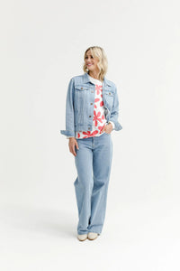 HOME-LEE Long Sleeve Chris Tee - Coral Daisies