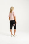 3/4 Apartment Pants Black w Berry Blossom X - HOME-LEE Pant NZ LUMA