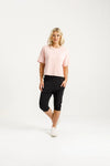 3/4 Apartment Pants Black w Berry Blossom X - HOME-LEE Pant NZ LUMA