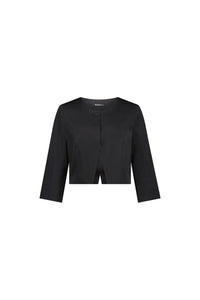 3/4 Sleeve Single Button Cropped Jacket - Black - VASSALLI Jacket NZ LUMA