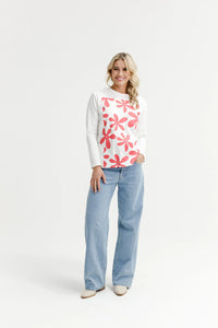 HOME-LEE Long Sleeve Chris Tee - Coral Daisies