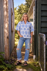 LIBERTINE - Dylan Blouse - Cornflower Embroidery