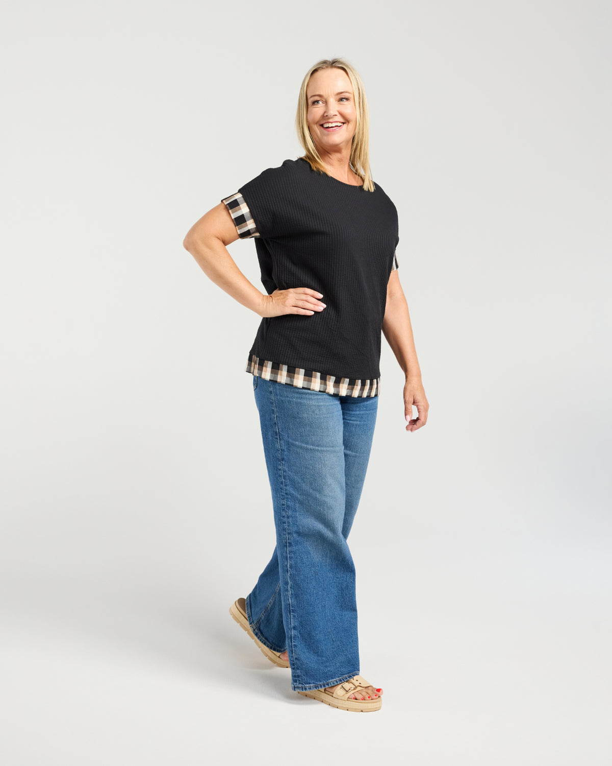 SEDUCE - Luna Top - Black & Plaid