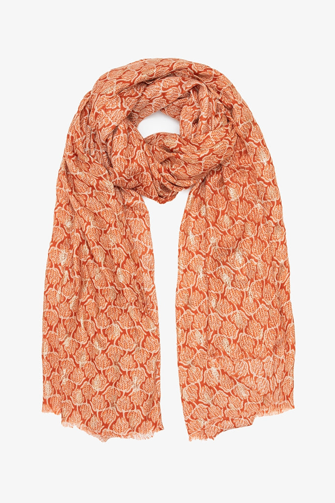 ANTLER - Rust & Gold Feathered Scarf NZ LUMA