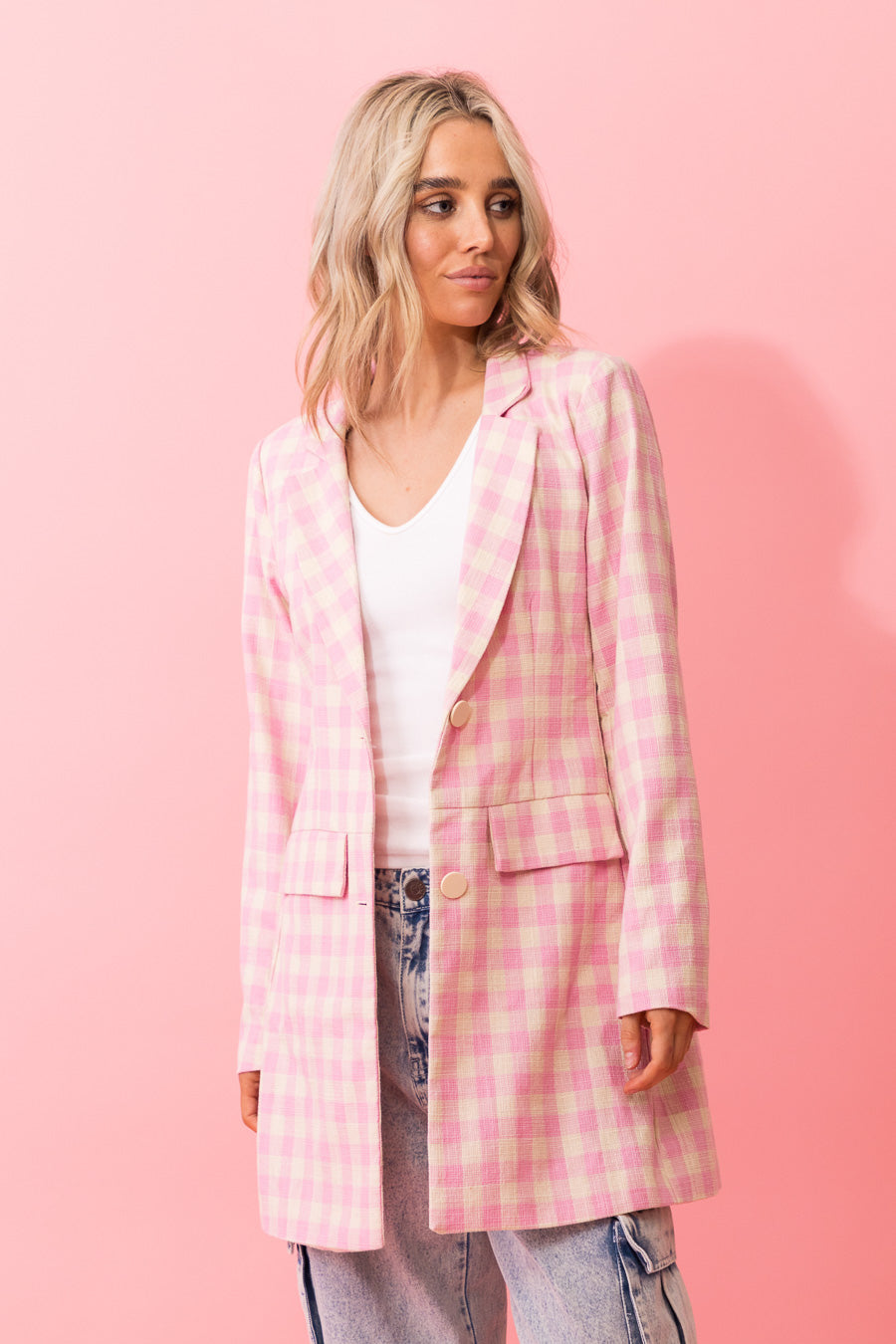 Aleisha Check Blazer Pink CHARLO