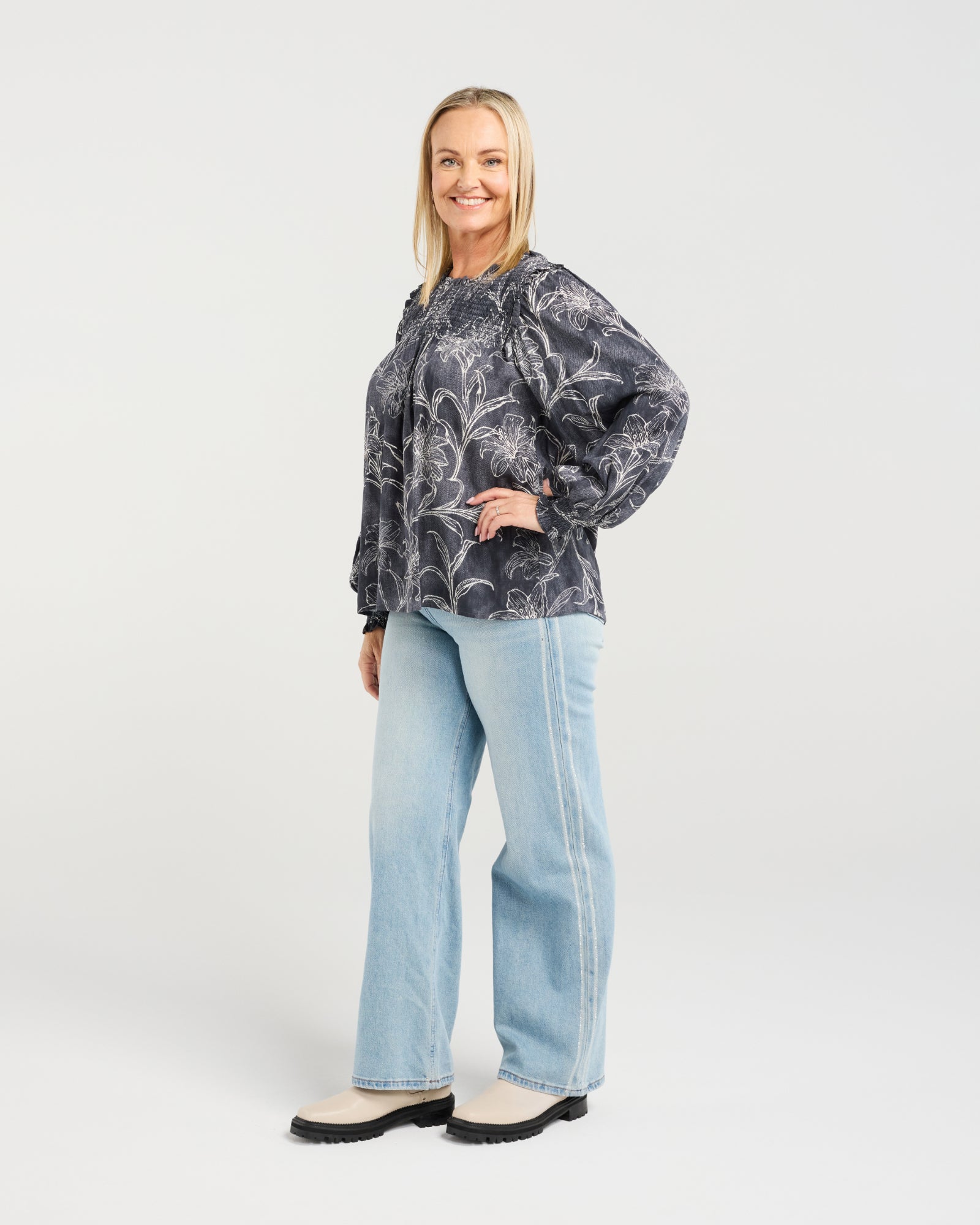 Amara Top - Stone Lily - ZAFINA Top NZ LUMA