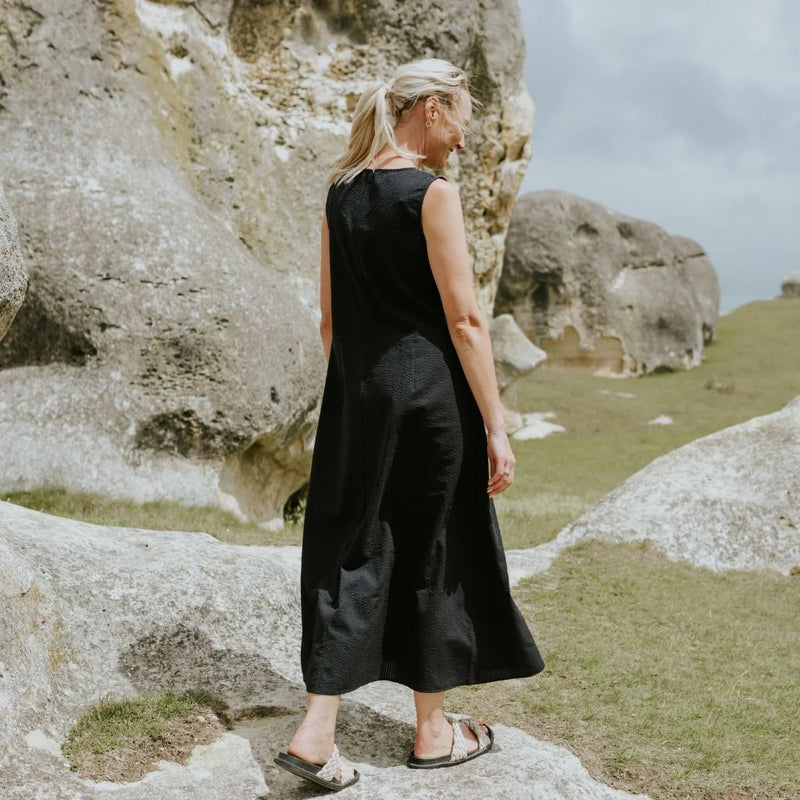 Anna Drop Waist Dress - Black - MOKE Dress NZ LUMA