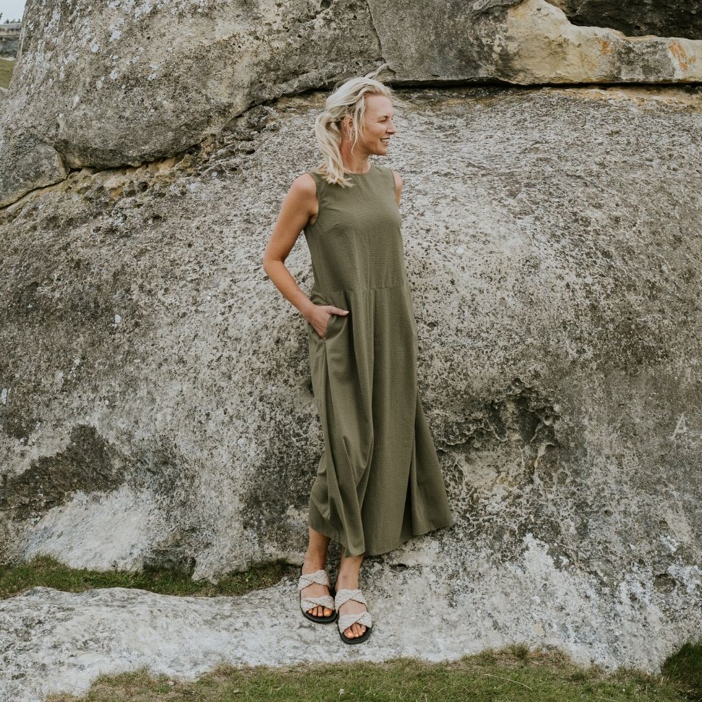 Anna Drop Waist Dress - Bonsai - MOKE Dress NZ LUMA