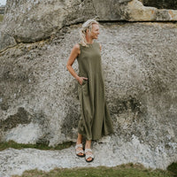 Anna Drop Waist Dress - Bonsai - MOKE Dress NZ LUMA