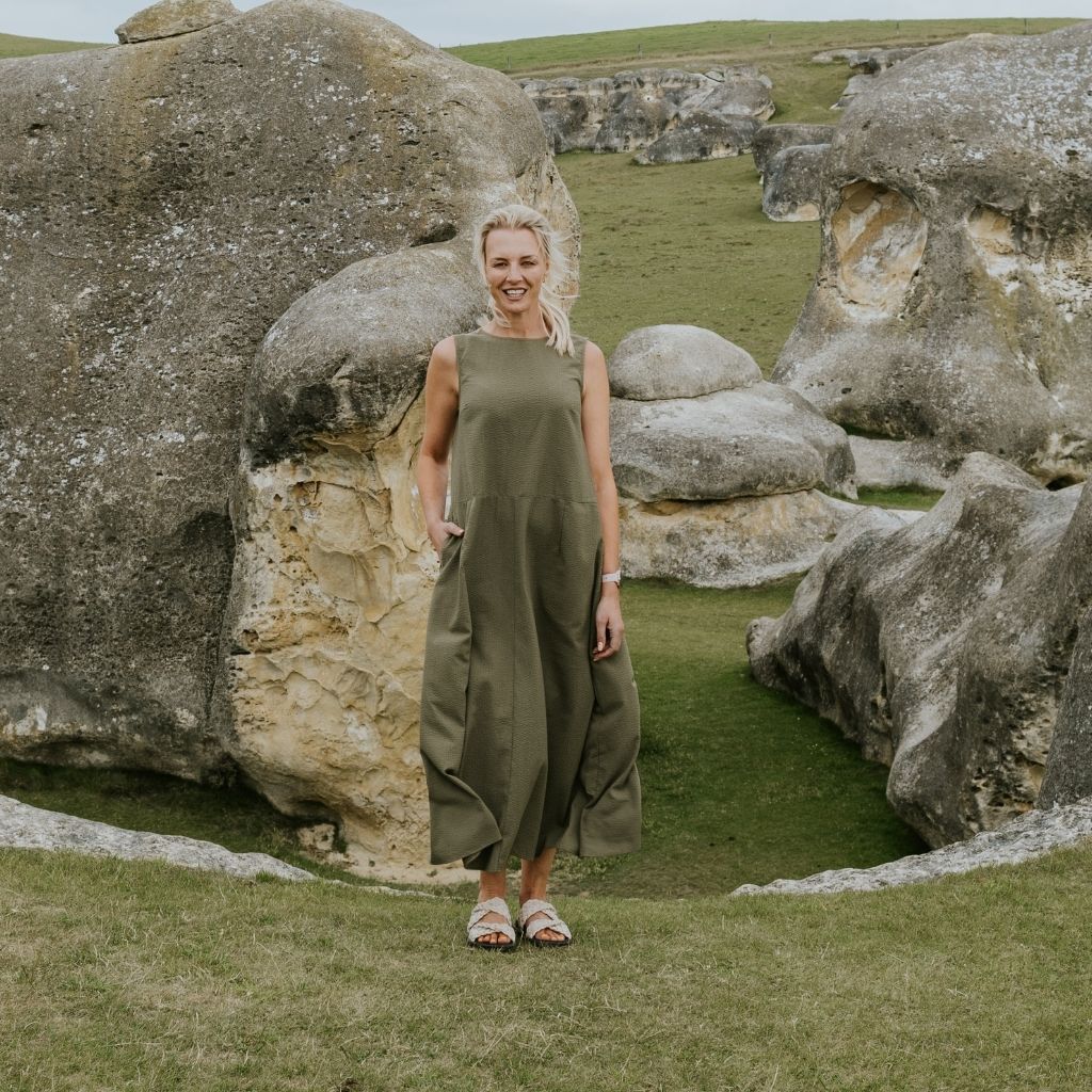 Anna Drop Waist Dress - Bonsai - MOKE Dress NZ LUMA