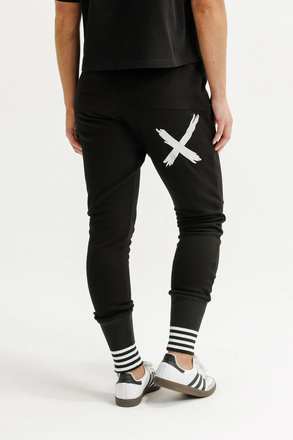 Apartment Pants - Alpine Weight - Black w Silver X Striped Cuffs- HOME LEE Pant NZ LUMA