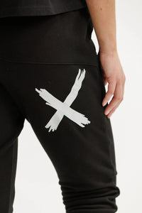 Apartment Pants - Alpine Weight - Black w Silver X Striped Cuffs- HOME LEE Pant NZ LUMA