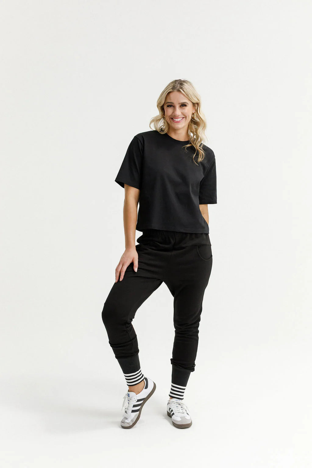 Apartment Pants - Alpine Weight - Black w Silver X Striped Cuffs- HOME LEE Pant NZ LUMA