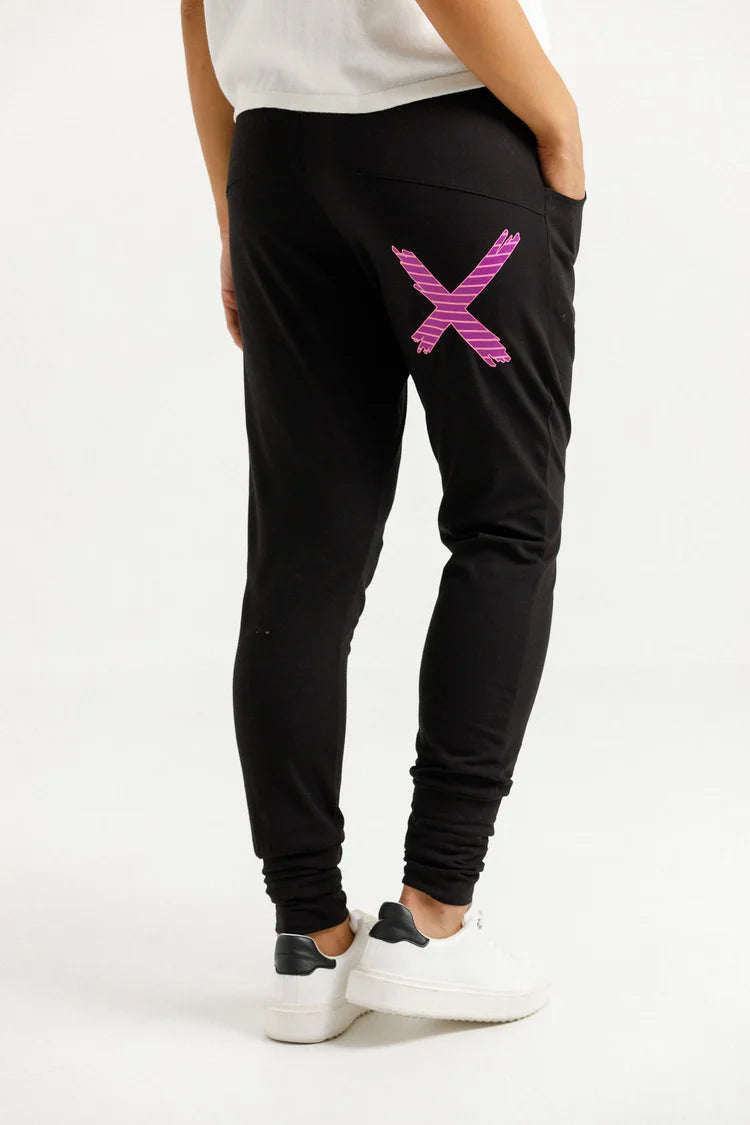 Apartment Pants - Black w Candy Stripe X - HOME LEE Pant NZ LUMA