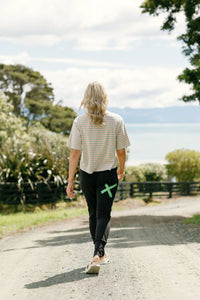Apartment Pants -Black w Kelly Green X - HOME-LEE Pant NZ LUMA