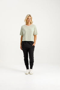 Apartment Pants -Black w Kelly Green X - HOME-LEE Pant NZ LUMA