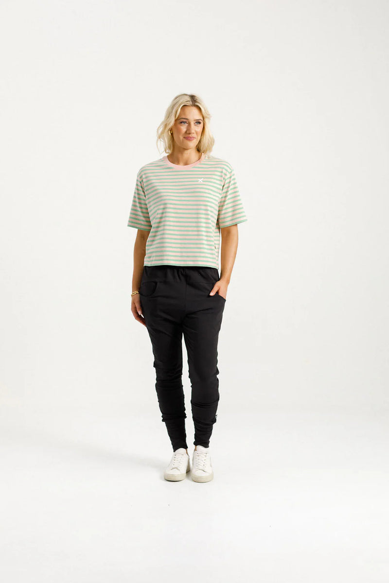 Apartment Pants -Black w Kelly Green X - HOME-LEE Pant NZ LUMA