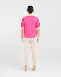 Ariane Broderie Sleeve Tee - BLACKSTONE Top NZ LUMA