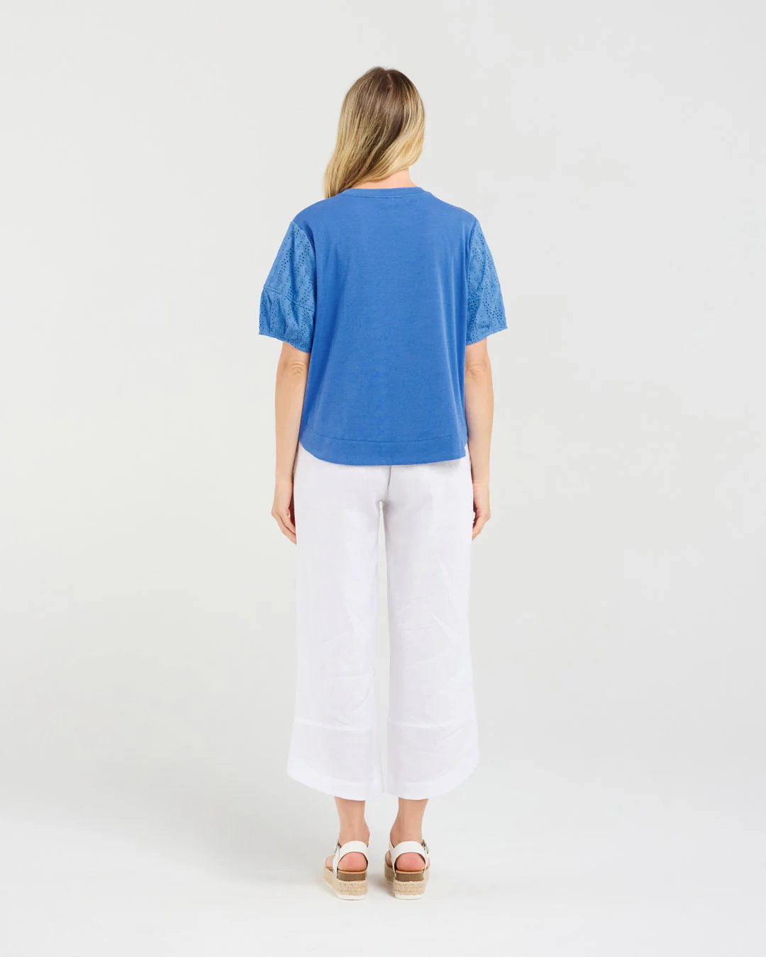 Ariane Broderie Sleeve Tee - BLACKSTONE Top NZ LUMA