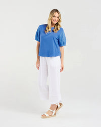 Ariane Broderie Sleeve Tee - BLACKSTONE Top NZ LUMA