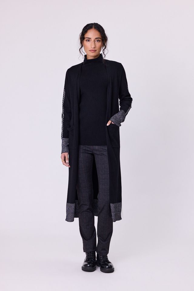 Astral  Long Cardi Knit -Black/Silver - NAVY & CO