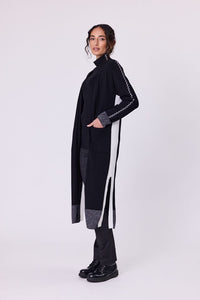 Astral  Long Cardi Knit -Black/Silver - NAVY & CO
