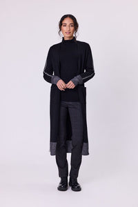 Astral  Long Cardi Knit -Black/Silver - NAVY & CO