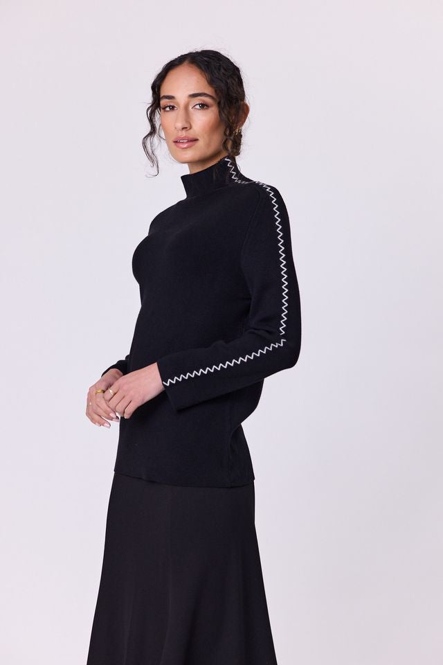 Astral Turtle Knit -Black/Silver - NAVY & CO