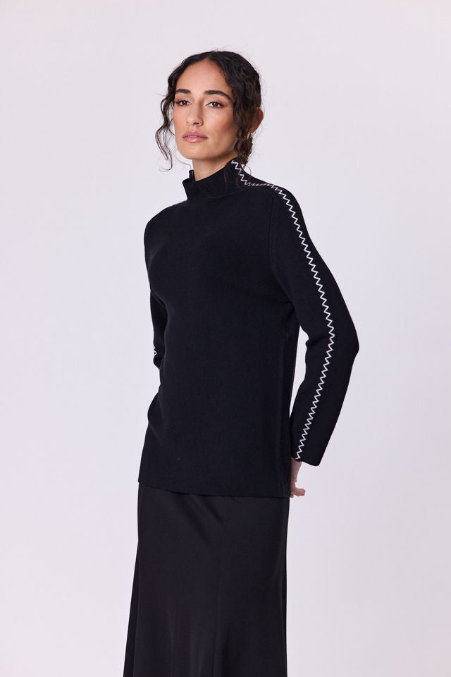 Astral Turtle Knit -Black/Silver - NAVY & CO
