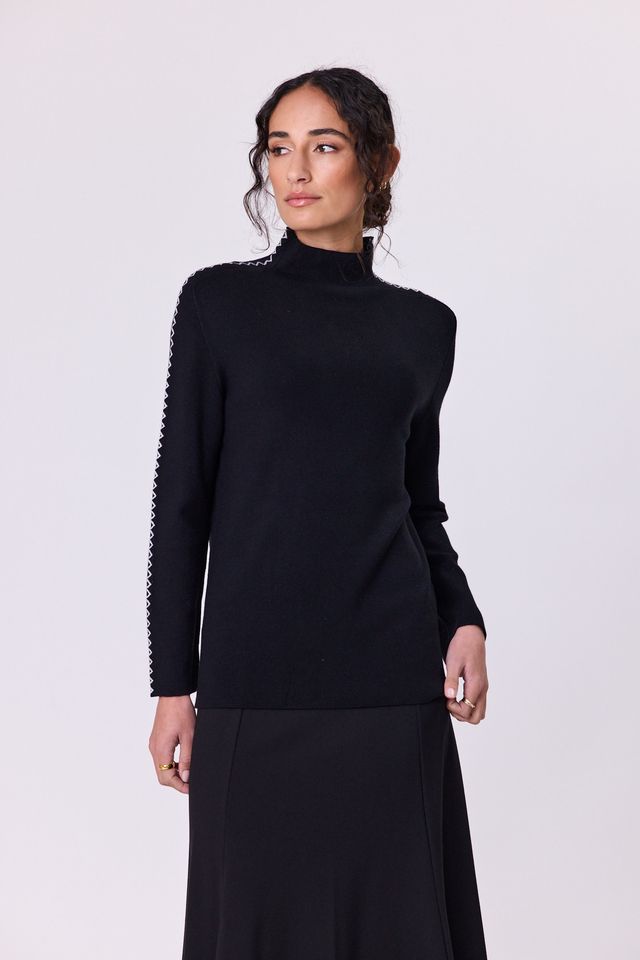 Astral Turtle Knit -Black/Silver - NAVY & CO