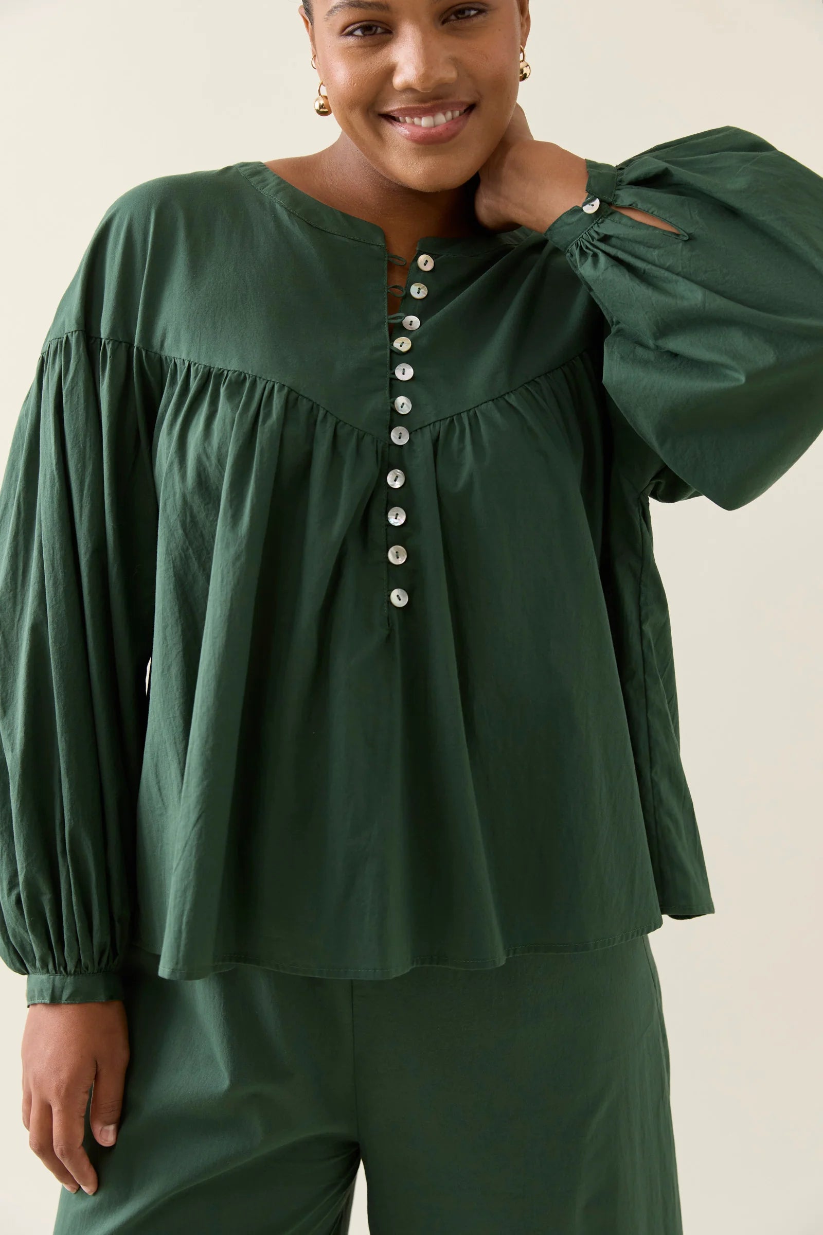 Aurora Button Blouse - Myrtle - ISLE OF MINE