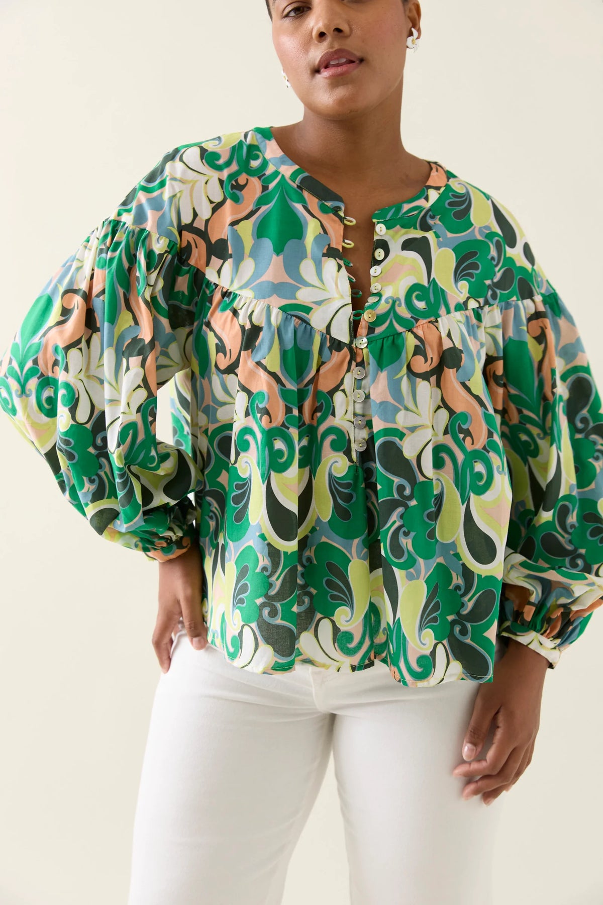 Aurora Button Blouse - Paisley - ISLE OF MINE