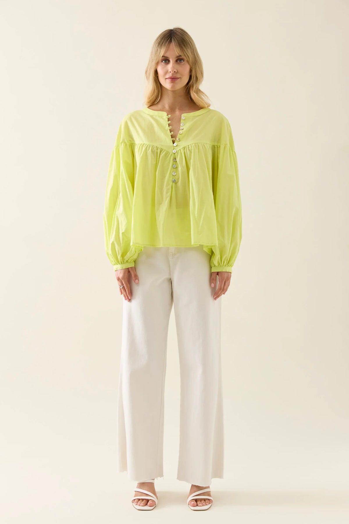 Aurora Button Blouse - Pomelo - ISLE OF MINE
