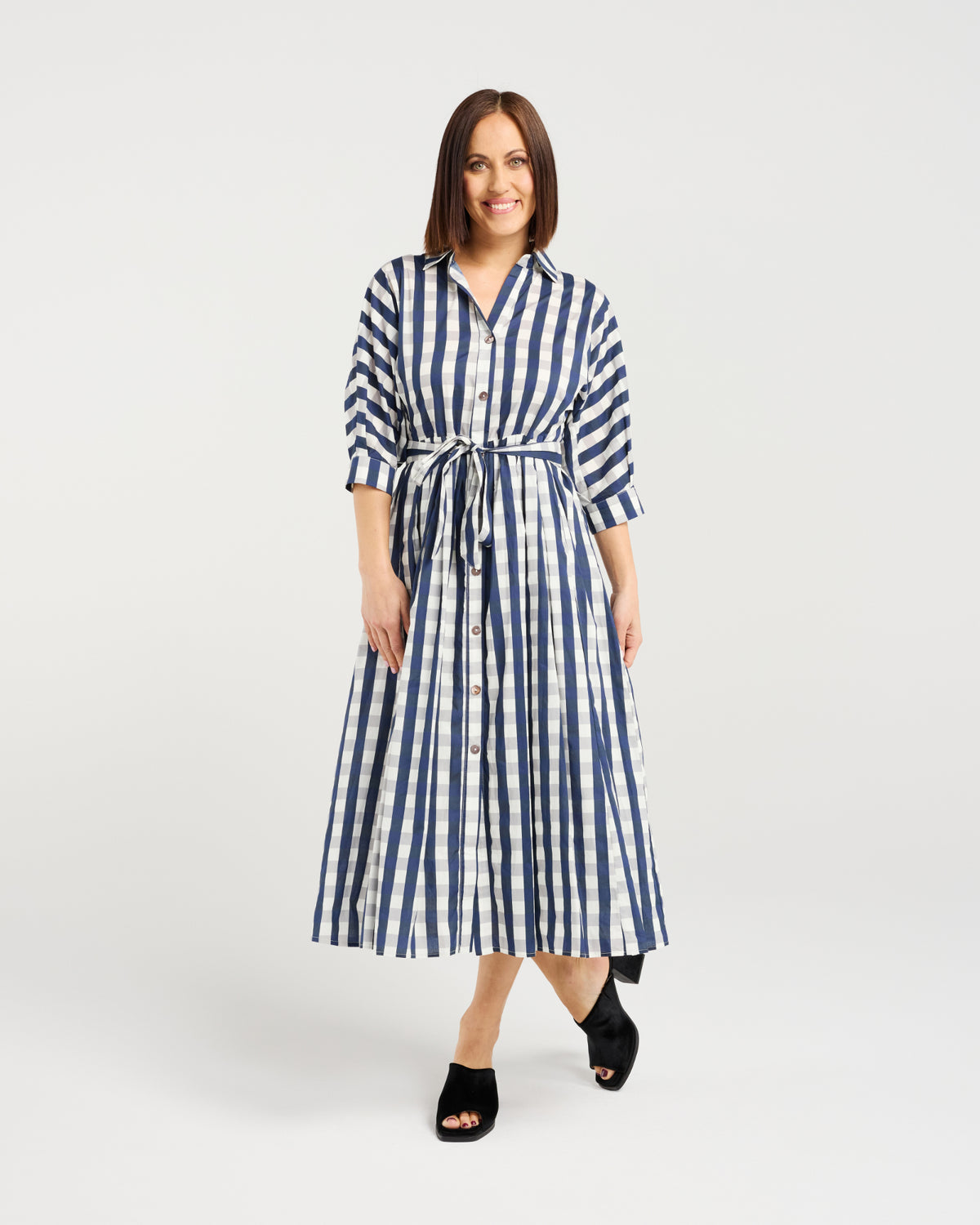 Ava Dress - Ink Check - SEDUCE Dress NZ LUMA