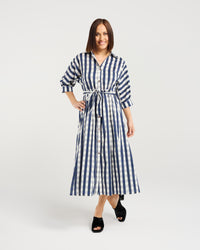 Ava Dress - Ink Check - SEDUCE Dress NZ LUMA