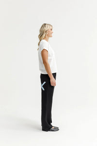 Avenue Pants - Black w Sapphire/Ivory X - HOME LEE Pant NZ LUMA