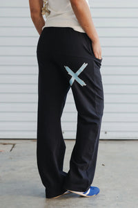 Avenue Pants - Black w Sapphire/Ivory X - HOME LEE Pant NZ LUMA