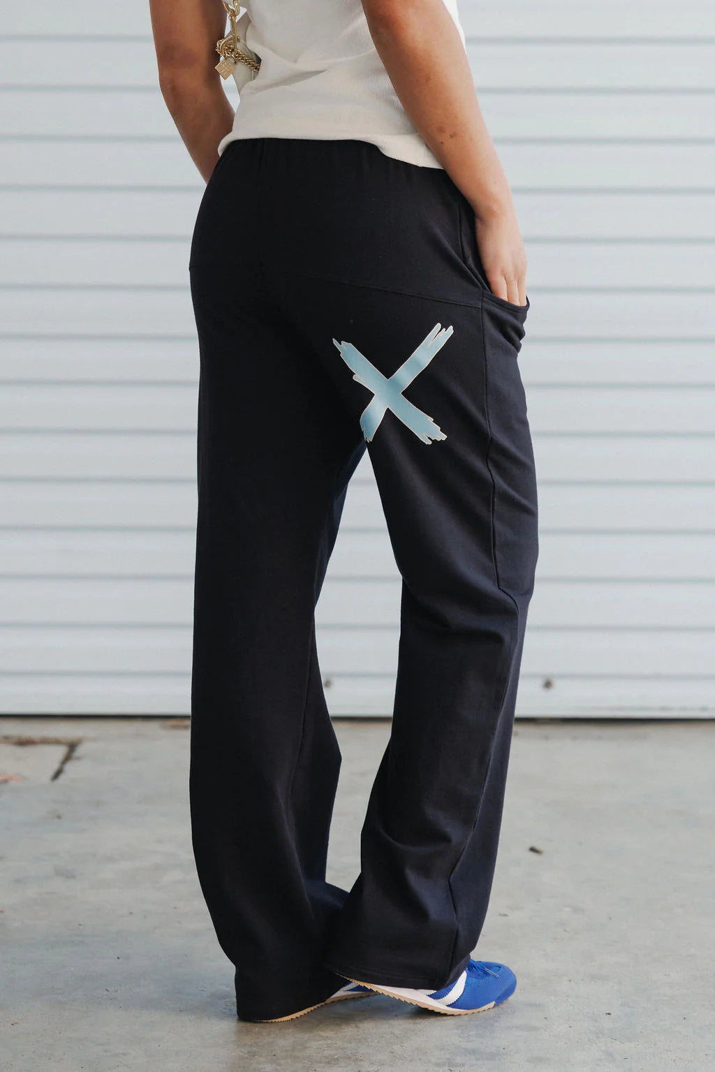 Avenue Pants - Black w Sapphire/Ivory X - HOME LEE Pant NZ LUMA