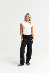 Avenue Pants - Black w Sapphire/Ivory X - HOME LEE Pant NZ LUMA