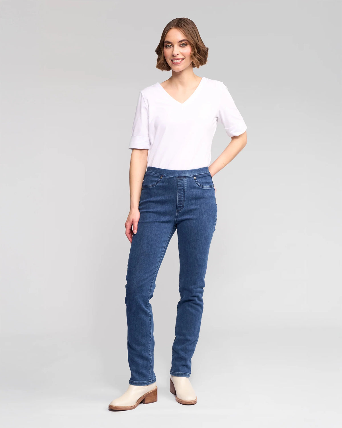Bay Denim Pull On Pant - Brushed Indigo - VASSALLI Pant NZ LUMA