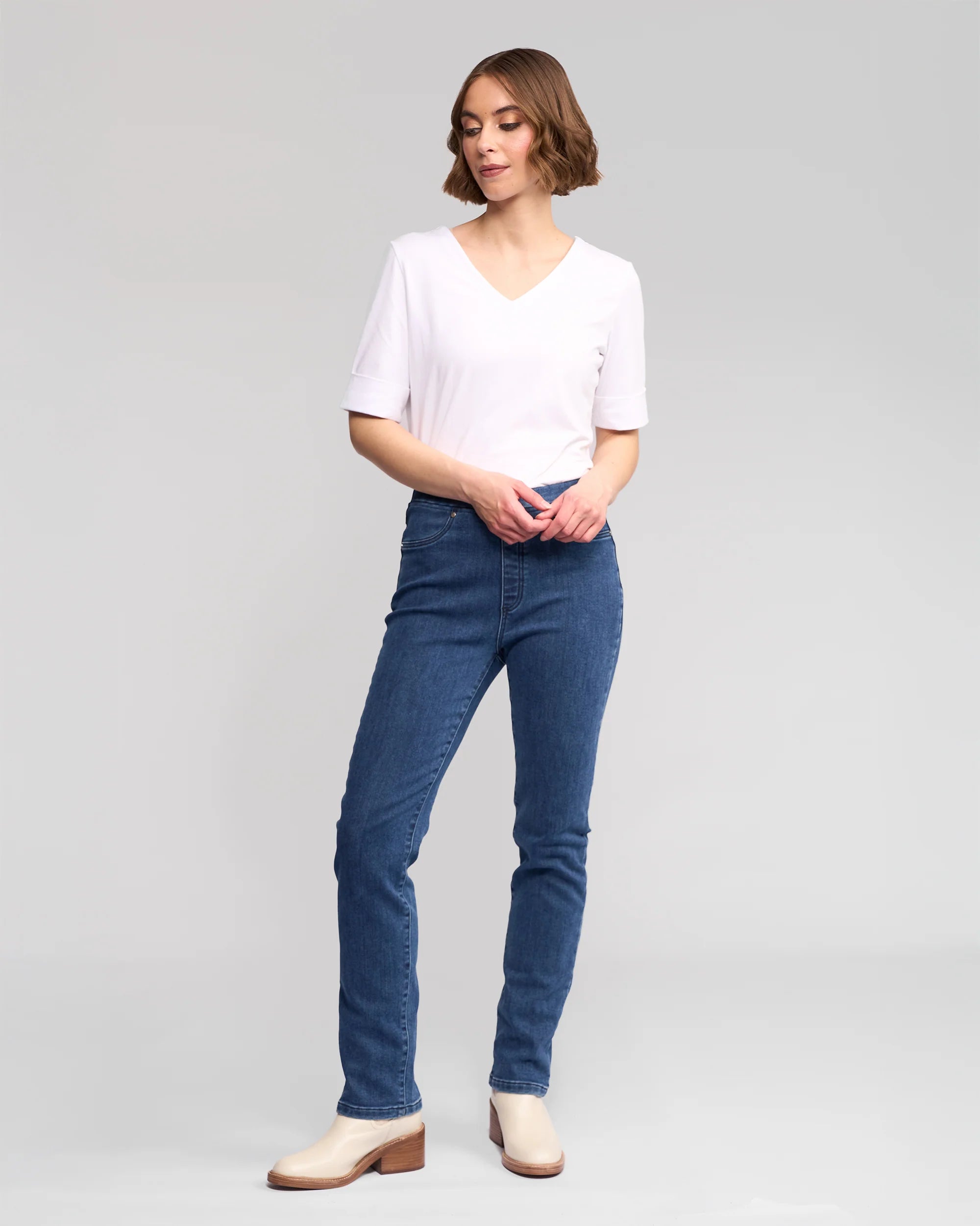 Bay Denim Pull On Pant - Brushed Indigo - VASSALLI Pant NZ LUMA