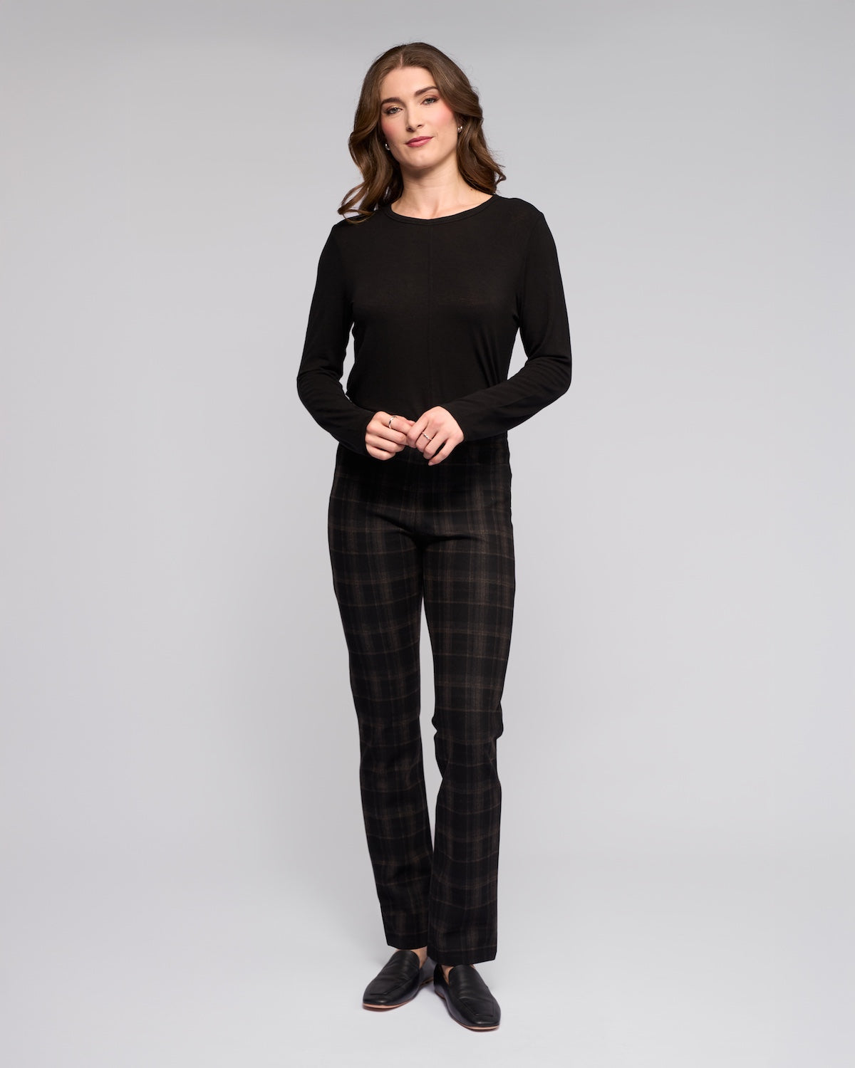 Bay Ponti Slim Leg Full Length Pull On Pant - Checkmate - VASSALLI Pant NZ LUMA