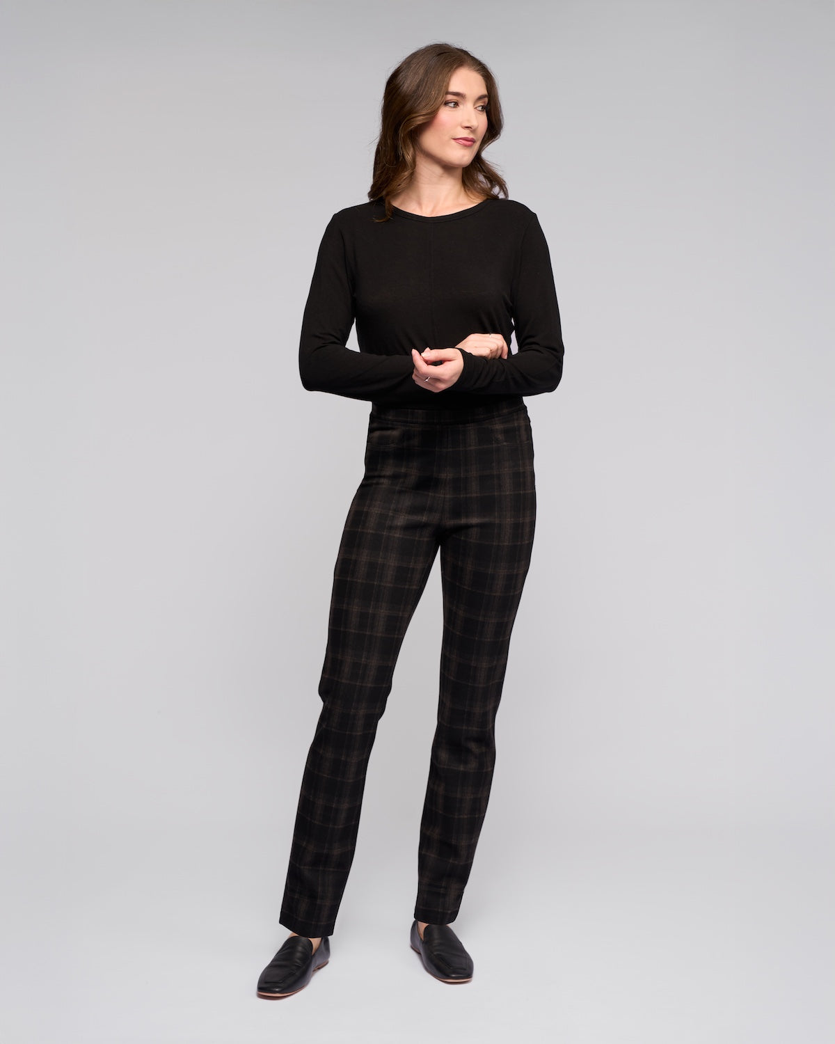 Bay Ponti Slim Leg Full Length Pull On Pant - Checkmate - VASSALLI Pant NZ LUMA