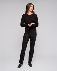 Bay Ponti Slim Leg Full Length Pull On Pant - Checkmate - VASSALLI Pant NZ LUMA