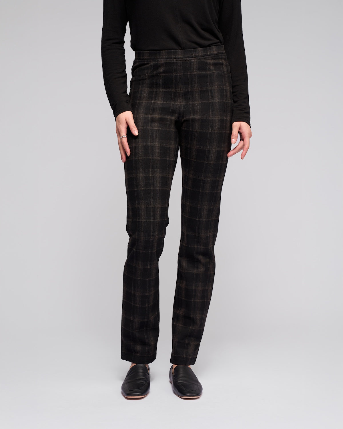 Bay Ponti Slim Leg Full Length Pull On Pant - Checkmate - VASSALLI Pant NZ LUMA