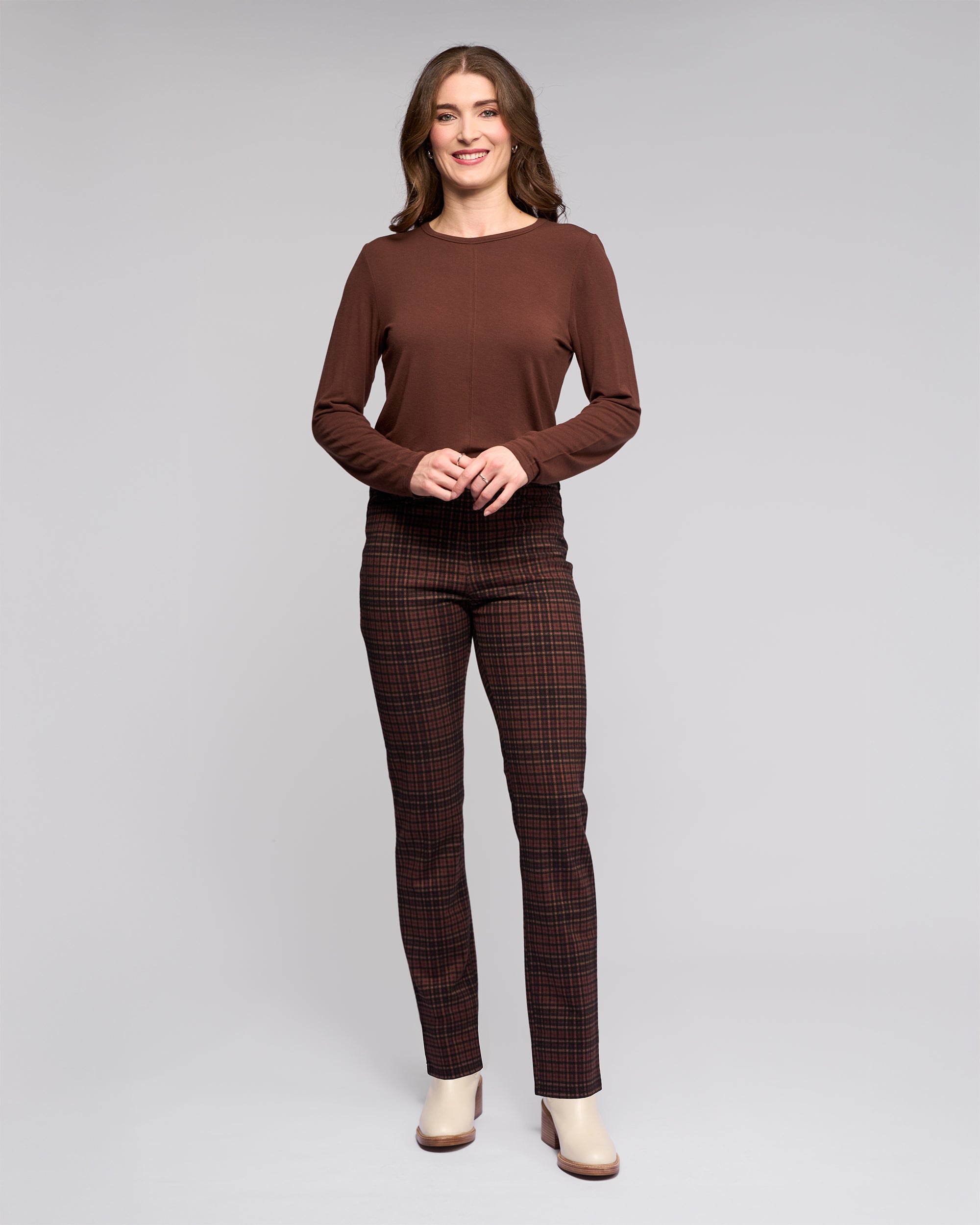 Bay Ponti Slim Leg Full Length Pull On Pant - Cherry - VASSALLI Pant NZ LUMA