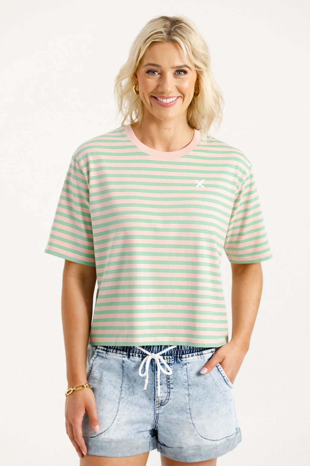Becky Tee -Candy Apple Stripes - HOME LEE Top NZ LUMA