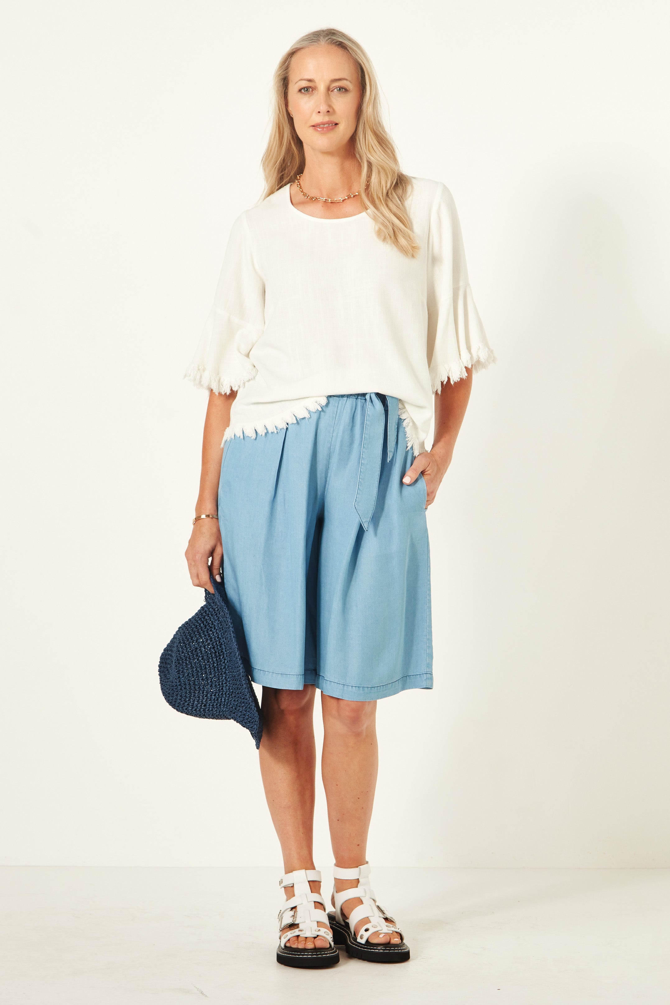 Blanca Short - Chambray - LEMON TREE Shorts NZ LUMA