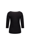 Boat Neck 3/4 Sleeve Top - Black - VASSALLI Top NZ LUMA